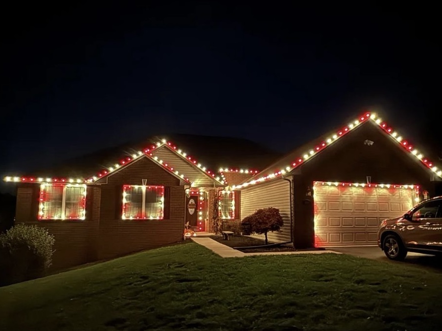 Residential Christmas roofline lights